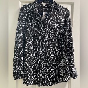 NWT Talbots Black and White Polka Dot Women's Top
